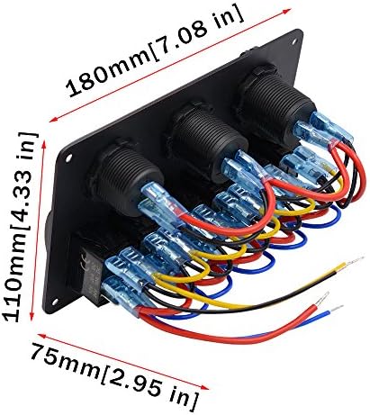 BlueFire Yükseltme LED 6 Gang Rocker Anahtarı Paneli ile 12 V Çakmak Soket + 2 USB Şarj Limanlar + Voltmetre Ekran için Araba