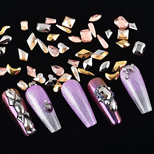 480 adet Karışık Kristal Kiti, Çok Şekiller 4 Renkler Cam Kristal Rhinestones Diamonds Gem Flatback Nail Art Rhinestone Taş