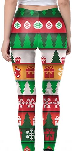 QTOCIO kadın Yoga Pantolon Noel Yüksek Belli Kapriler Tayt Baskılı Atletik Koşu Egzersiz Sweatpants