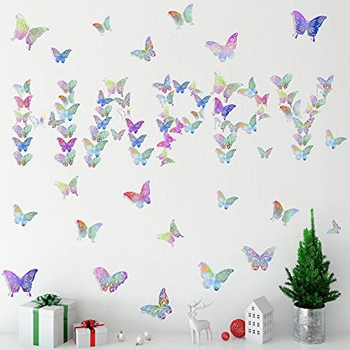 60 PCS 3D Hollow Kelebek Duvar Çıkartmaları Renkli Lazer Gümüş Butterflys Duvar Sticker 5 Kombinasyonları Set DIY Çıkarılabilir