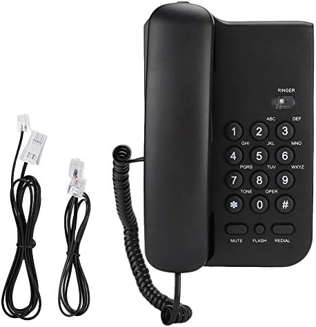 Sabit Telefon, Masa Sabit Kablolu Telefon Ev, Ofis, Otel için Sessiz/Tek Tuşla Tekrar Arama/Flaş Fonksiyonlu Duvara Monte Telefon
