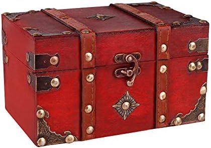 SİCOHOME Hazine Kutusu, 7.1 hazine sandığı ile Korsan Ivır Zıvır, Vintage Ahşap Dekoratif Kutu için Takı, Tarot Kartları, Hediye