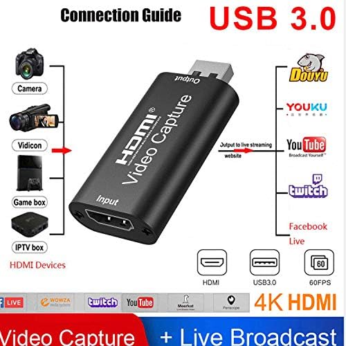 haxto Yükseltilmiş Ses Video Yakalama Kartı, 4 K HDMI Video Yakalama Kartı, HDMI USB 2.0, Nintendo Anahtarı ile DSLR Kamera