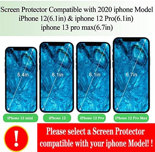 Bekhıc Ekran Koruyucu için Uyumlu iPhone 12/iPhone 12 pro(6.1), HD Temperli Cam Çizilmez, 3 Paket