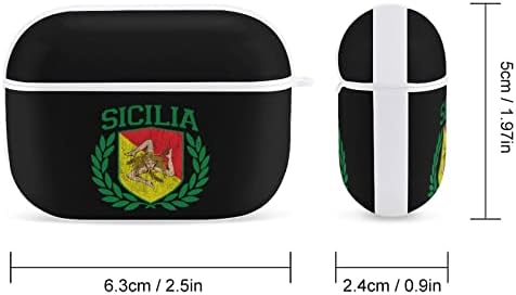 Sicilya Bayrağı Kulaklıklar Kılıf Airpods Pro için Tam Koruyucu Darbeye Kapak ile Anahtarlık Siyah-Tarzı