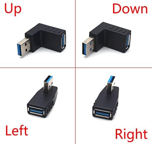 Antrader 90 Derece Sol + Sağ Açı L Bükme USB 3.0 Erkek Dişi Konnektör Dönüştürücü Veri Adaptörü 3 Pairs