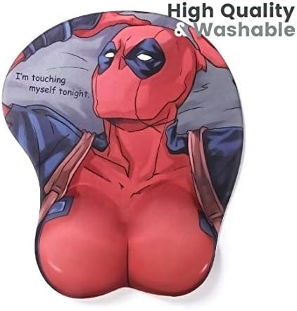 NİXLAOR Marvel Comics Deadpool Göğüsler 3D Mouse Pad ile Bilek Desteği Dinlenme Mat