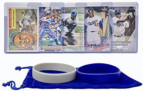 Jackie Robinson Beyzbol Kartları (5) Çeşitli Brooklyn Dodgers Ticaret Kartı ve Bileklikler Hediye Paketi