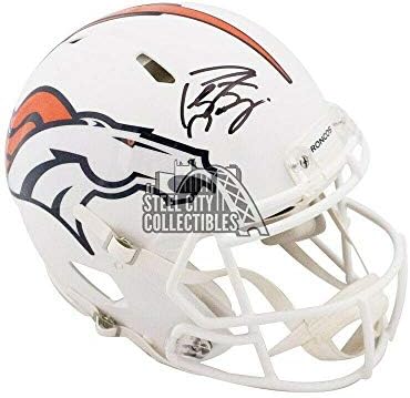 Peyton Manning İmzalı Broncos Düz Beyaz Otantik F / S Kask - Fanatikler-İmzalı NFL Kaskları