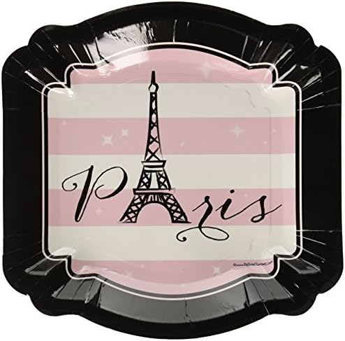 Mutluluğun Büyük Noktası Paris, Ooh La La - Paris Temalı Bebek Duşu veya Doğum Günü Partisi Tatlı Tabakları (8 Sayım)