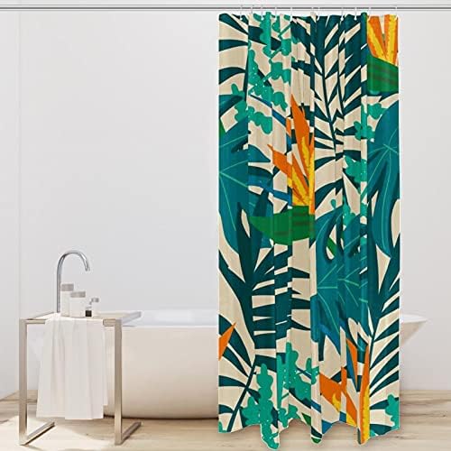 Duş perdesi Liner Seti ile 12 Yüzükler Küvet için Ağır Ev Dekoratif Duş Perdesi 72x72 İnç Tropikal Yapraklar Bitki