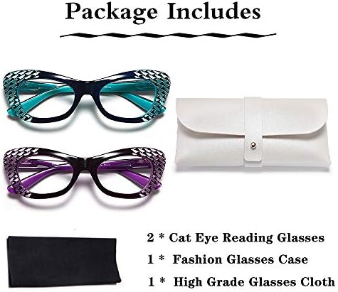 Kedi göz okuma gözlüğü Womens-EYEURL için 2 Set mavi ışık Engelleme okuyucular +1.75 Moda bayanlar bilgisayar gözlük ile bahar