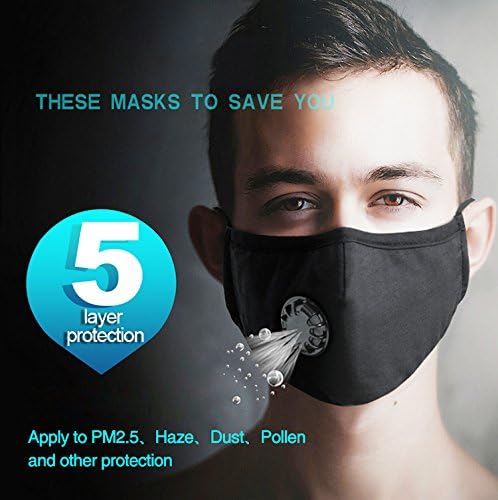 Yüz Maskesi ile Yıkanabilir Toz Maskesi Pamuk Ağız Maskeleri ile Değiştirilebilir 2 Filtre Erkekler Kadınlar için