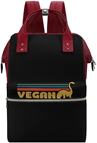 Retro Vegan Dino Bezi Çanta Sırt Çantası Şık Analık Bez Torba İşlevli Su Geçirmez Seyahat Hemşirelik Omuz Sırt Çantası