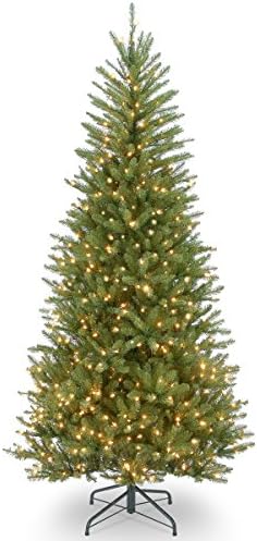 Ulusal Ağaç Şirketi Önceden Aydınlatılmış Yapay İnce Noel Ağacı, Yeşil, Beyaz ışıklar, Stand İçerir, 6.5 Feet