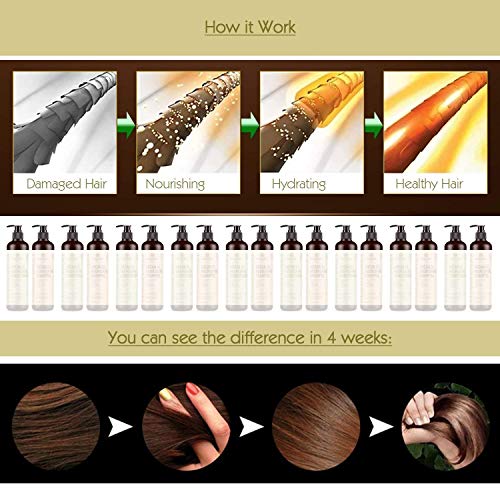 Argan Yağı Şampuan ve Saç Kremi Seti (2 x 16.9 Oz) - MagiForet Organik Şampuan ve Saç Kremi Sülfat İçermez-Hacim Verici ve