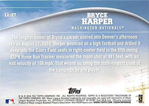 2018 Topps Longball Efsaneleri LL-27 Bryce Harper Washington Nationals MLB Beyzbol Kartı