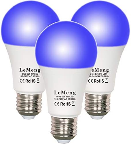 LeMeng Mavi LED ampuller 9 W A19 (60 W 75 Watt Eşdeğer), E26 Orta Taban sundurma ışık 120 V için Koridor Tatil Parti Dekorasyon,