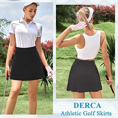 DERCA Womens Atletik Golf Skorts Etekler Yüksek Waisted Tenis Etek Cepler ıle Şort Egzersiz Koşu Aktif Skort