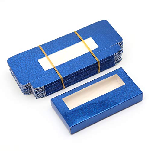 Losha 10 pcs Yanlış Eyelashes Saklama Kutuları Boş ambalaj kutusu Glitter Kağıt Göz Lashes Kutusu için Toptan (Glitter Mavi)