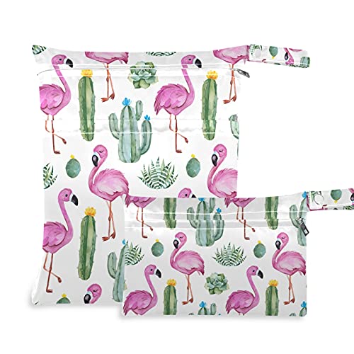 xigua tropikal Flamingo yaprakları ıslak kuru çanta 2 paket su geçirmez asılı bez bebek bezi organizatör çantası için iki fermuarlı
