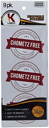 Fısıh Etiketleri 9 Paket - ” Chometz Free Dolap, Dolap ve Kiler Etiketleri-Koşer Aşçıdan Pesach Seder ve Mutfak Aksesuarları