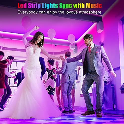 50ft Led ışıkları yatak odası için, Keepsmile APP Kontrol Müzik Sync Renk değiştiren Led ışık şeritleri Led şerit ışıkları