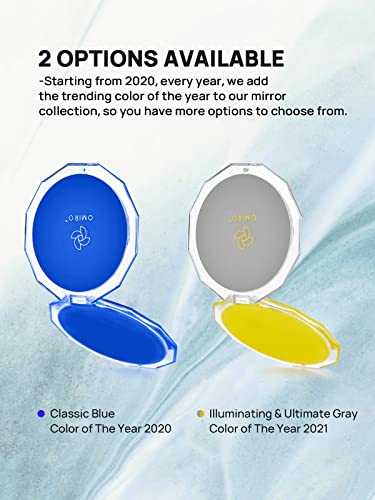 OMİRO Kompakt Ayna, Çantalar için 3½ 1X/10X Büyütme Mini Katlanır Makyaj Aynası (2020 Yılının Rengi - Klasik Mavi)