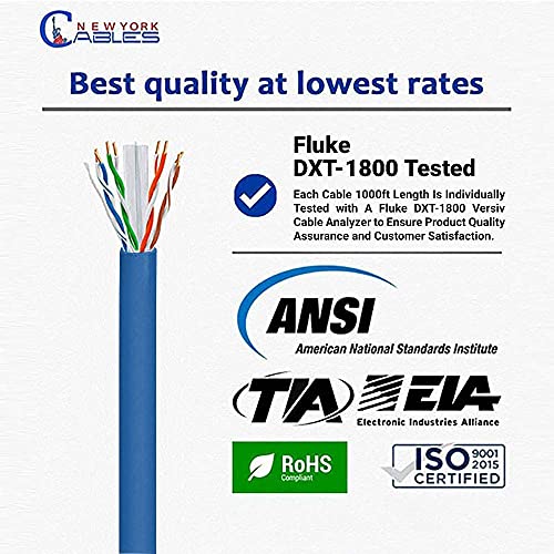 Cat6 Yükseltici (CMR) 1000ft Toplu Ethernet Kablosu / %100 Katı Çıplak Bakır | 23AWG, 550MHz, 4Pair, Korumasız Bükümlü Çift