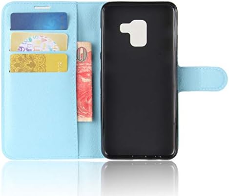 Cep Telefonu kılıfı ıçin Galaxy A8 (2018) Litchi Doku Yatay Çevir Deri Kılıf Tutucu ve Kart Yuvaları ve Cüzdan(Siyah) (Renk: