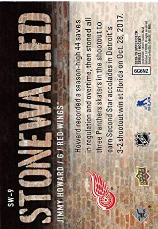 2018-19 Üst Güverte Stonewalled Hokey Kartı SW-9 Jim Howard Detroit Red Wings Resmi UD Ticaret Kartı