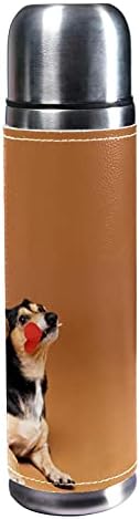 Sevimli Köpek 500 ml Seyahat Kupa Kahve Fincanları Su Şişesi Vakum Deri Yalıtım Fincan 304 Paslanmaz Çelik