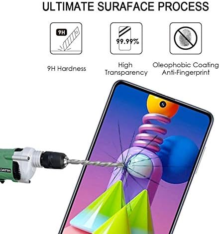 JIN-US Cep Telefonu Ekran Koruyucu ıçin Uyumlu Samsung Galaxy M51 Tam Tutkal Tam Ekran Temperli Cam Filmi Cep Telefonu Aksesuarları