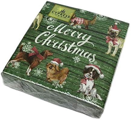 Merry Christmas Şenlikli Köpekler 40 Paket 3 Kat Yenilik Kağıt Kokteyl İçecek Noel Tatili İçecek Parti Peçeteler
