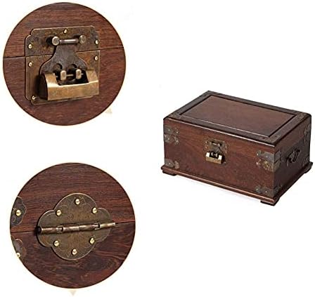 erddcbb Mücevher Kutusu Sekoya Mini Bavul Çift Katmanlı Kilit ve Ayna ile Antik El Mücevher Kutusu Depolama Biblo Kutusu