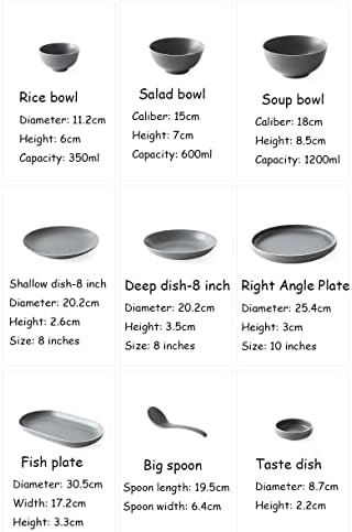 İskandinav Sofra Seti Yemekleri 42 Parça Kaya Kül Serisi Sofra Desen Yemek Seti, Retro Japon Fırın Sır Porselen Kombinasyonu