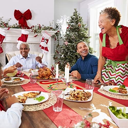 Tifeson Çuval Bezi Noel Masa Koşucusu-13 x 72 İnç-Noel Tatili için Rustik Noel Sevinç Masa Koşucusu Aile Toplama Yemek Masası