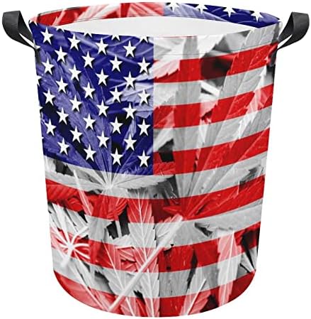 ABD Esrar Bayrağı Çamaşır Sepeti Bağlantısız Yuvarlak Kolları ıle Katlanabilir kıyafet sepeti Oturma odası ıçin giysi ve oyuncak