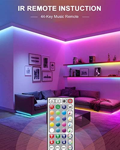 LED Şerit ışıklar, 44 Tuşlu Uzaktan Kumandalı Yatak Odası için Ultra Uzun RGB 5050 LED Işıklar, Müzik Senkronizasyonu Renk