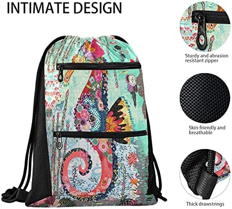 Denizatı baskı ipli çanta sırt çantası hafif spor Sackpack sırt çantası okul seyahat alışveriş spor için