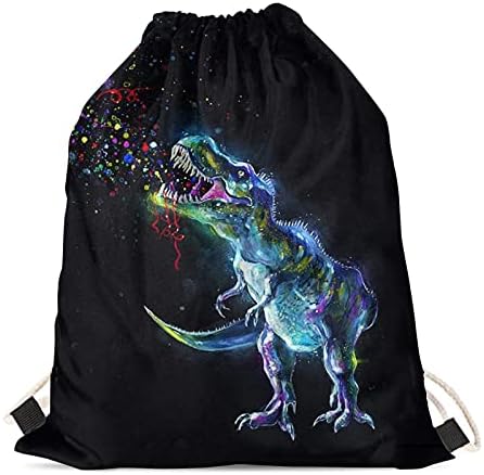 Upetstory Dinozor Çantası Erkek Kız ipli sırt çantası Küçük Yüzme Cinch spor çantası Erkekler Çocuklar Beraberlik Dize Çanta