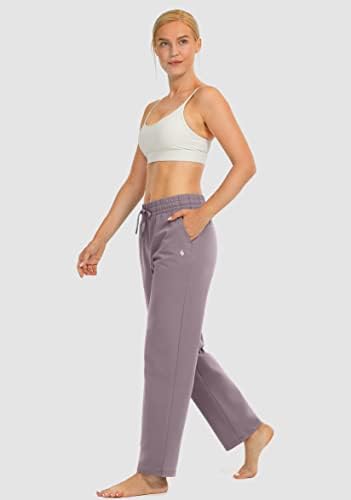 SANTİNY kadın Pamuk Eşofman Altı Yoga Salonu rahat Pantolon Açık Alt eşofman altları Cepli Kadınlar için