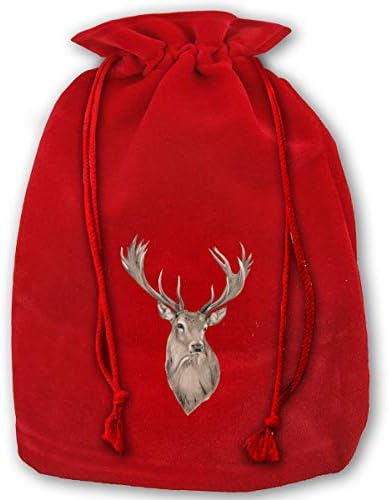 Allgobee Büyük Noel Çanta Düşünme Sessiz Elk Kadife Santa Çuval İpli Çanta Takı Torbalar