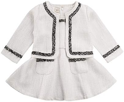 LXXIASHI 2 Adet Bebek Bebek Kız Prenses Kıyafetler Uzun Kollu Ekose Ceket Kaban + Dikiş Elbise Parti Etek Giysi Set