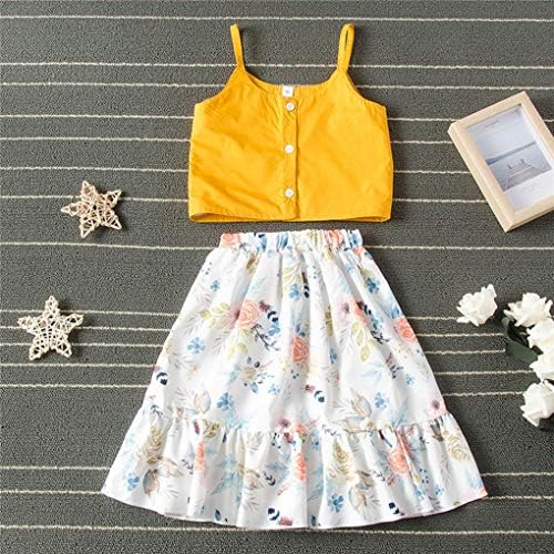 Toddler Bebek Kız Beyaz Off-Omuz Fırfır Askı Üst Bluz + Çiçek Boho Uzun Etek Yaz Kıyafet Giyim 2 Parça Set