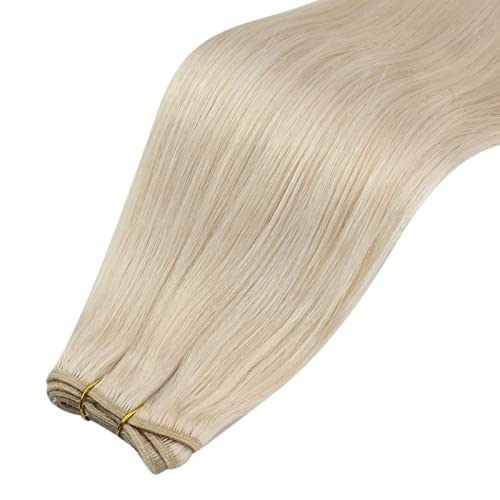 Moresoo Dikmek insan saçı örgüsü Demetleri sarı saç atkı gerçek saç ekleme 20 İnç İpeksi Düz Dikmek Atkı Renkli 60A Beyaz