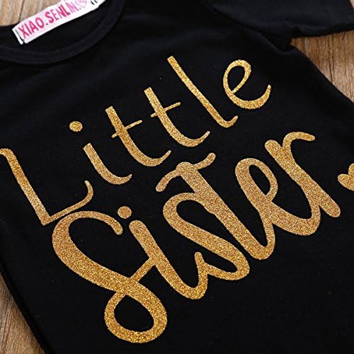 Bebek Kız Aile Eşleştirme Giyim Seti Küçük Büyük Kardeş Romper Gömlek Tops + Altın Kalp Uzun Pantolon Kıyafet Seti