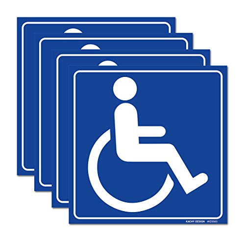 (4 Set) Handikap / Engelli Tekerlekli Sandalye Erişilebilir İşareti | 6 x 6 | 4 Mil Vinil / Ekstra Dayanıklılık için Lamine-Kendinden