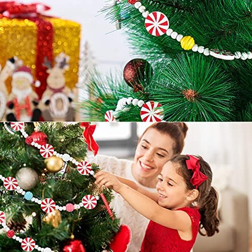 18 Ayaklar Noel Şeker Çelenk Nane Şeker Boncuk Çelenk Şömine Noel Ağacı Süslemeleri için Renkli Noel Candyland Süs Noel Asılı