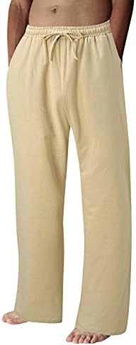 UBST Pamuk Keten Pantolon Mens için, Bahar İpli Düz Rahat Pantolon Rahat Yumuşak Gevşek Hafif Pantolon